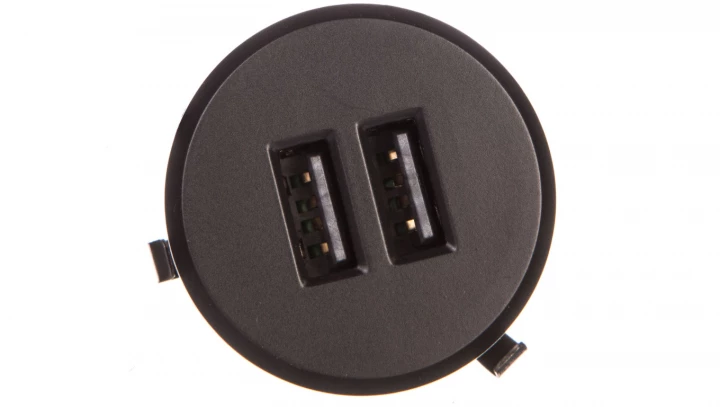Ładowarka wpuszczana w blat 2xUSB z zasilaczem czarna OR-AE-1368/B