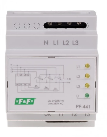 Automatyczny przełącznik faz 16A 3x400V+N NA SZYNE TH35 PF-441