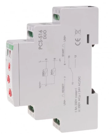 Przekaźnik czasowy 1P 8A 0,1sek-576h 230V AC, 24V AC/DC wielofunkcyjny PCS-516 DUO