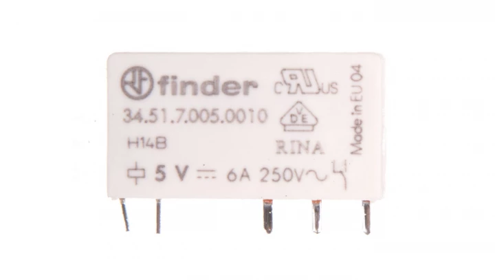 Wąski przekaźnik elektromagnetyczny 1P 6A 5V DC do płytki drukowanej 34.51.7.005.0010