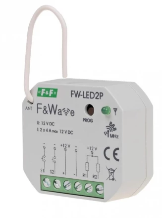 FW-LED2P Radiowy dwukanałowy sterownik LED 12V - montaż p/t 10-16V DC