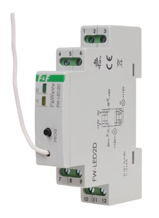 FW-LED2D Radiowy dwukanałowy sterownik LED 12V - montaż DIN 10-16V DC