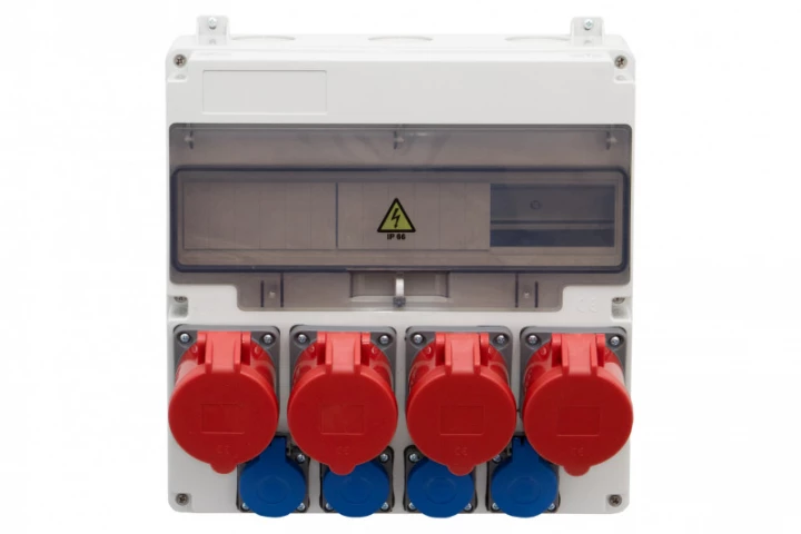 Rozdzielnica LAGO 17M - gniazda proste 4x32A 5p, 4x230V /17 modułów/ IP44