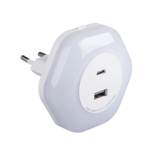Lampka wtykowa LED BOLA LED 2xUSB WW W