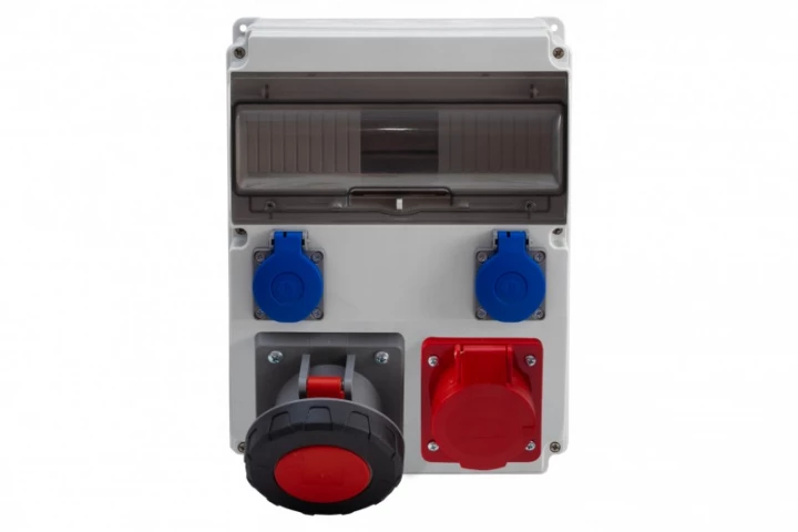 Rozdzielnica CAJA 12M - gniazda 16A 5p, 63A 5p, 2x230V /12 modułów/ IP44
