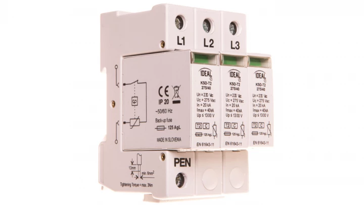 Ogranicznik przepięć C Typ 2 3P 20kA 1,3kV KSD-T2 275/120 3P 23132