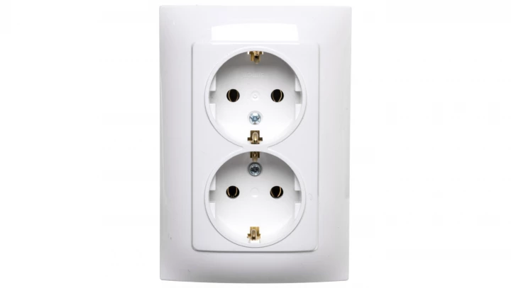 Simon 10 Gniazdo podwójne SCHUKO białe 16A 250V IP20 CGSZ2/11