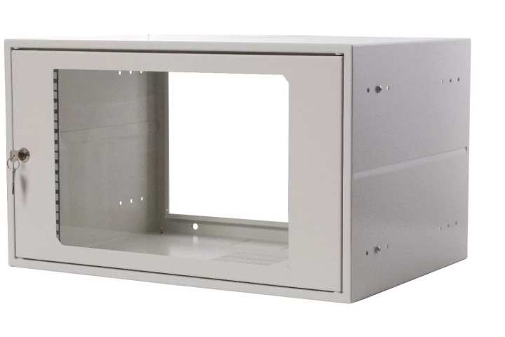 Szafa RACK 19 cali 6U 600x400mm IP30 RAL7035 (drzwi przeszklone) SZW Simple SZWS-19-6U-40-DS 19-8008SZWS-19-6U-40-DS