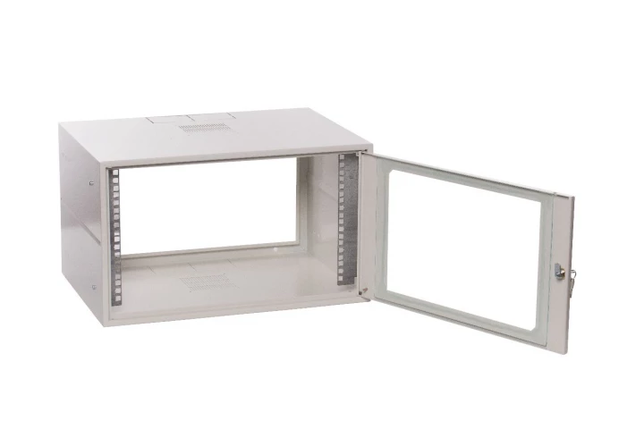 Szafa RACK 19 cali 6U 600x400mm IP30 RAL7035 (drzwi przeszklone) SZW Simple SZWS-19-6U-40-DS 19-8008SZWS-19-6U-40-DS