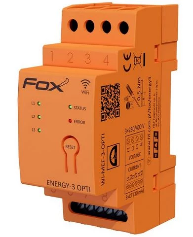 FOX Monitor-licznik zużycia energii 3 fazowy 200A Wi-Fi Energy-3-OPTI-200 Wi-MEF-3-OPTI-200