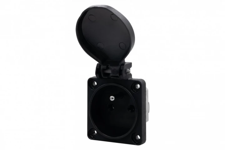 Gniazdo tablicowe 16A 250V 2P+Z  IP44 - B czarne
