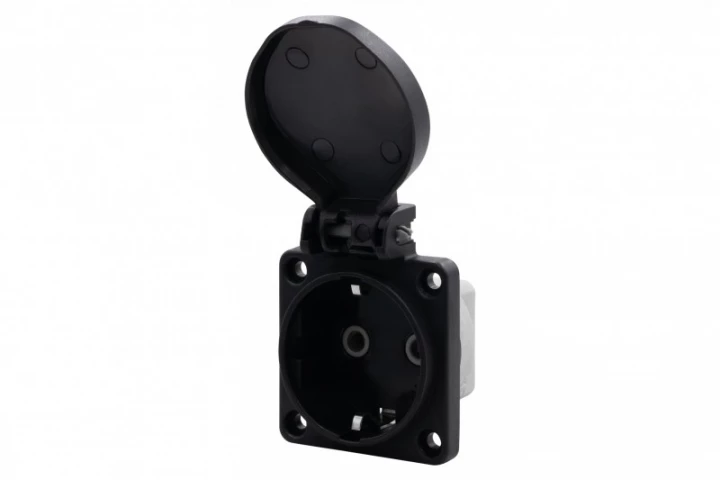 Gniazdo tablicowe 16A 250V 2P+Z  IP44 SCHUKO czarne