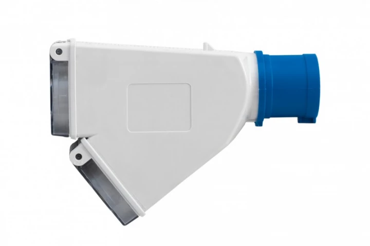 Adapter kempingowy wtyk 16A 3p przemysłowy, gniazdo tablicowe 2x230V IP44