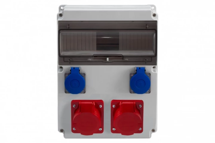 Rozdzielnica CAJA 12M - gniazda 16A 5p, 32A 5p, 2x230V /12 modułów/ IP44