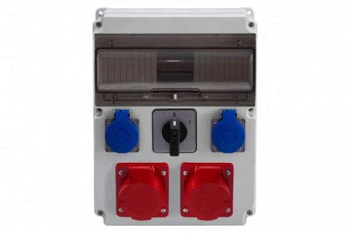 Rozdzielnica CAJA 12M - gniazda 2x32A 5p, 2x230V, 0/1(32A) /12 modułów/ IP44