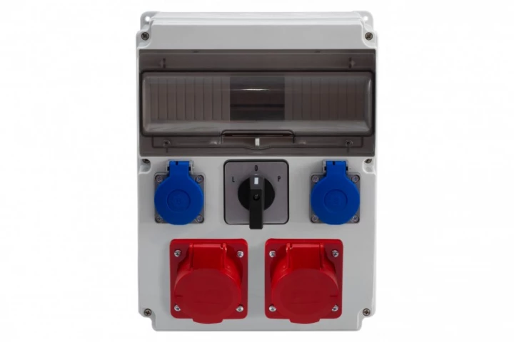 Rozdzielnica CAJA 12M - gniazda 2x32A 5p, 2x230V, L/P(32A) /12 modułów/ IP44