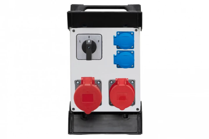 Rozdzielnica R-240 na stelażu plastikowym - gniazda 16A 5p, 32A 5p, 2x230V, L/P(32A) IP44
