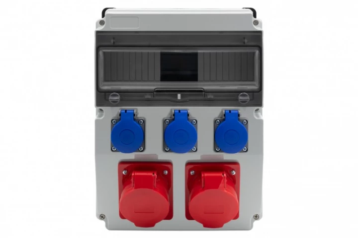 Rozdzielnica CAJA 12M BICOLOR - gniazda 16A 5p, 32A 5p, 3x230V /12 modułów/ IP44