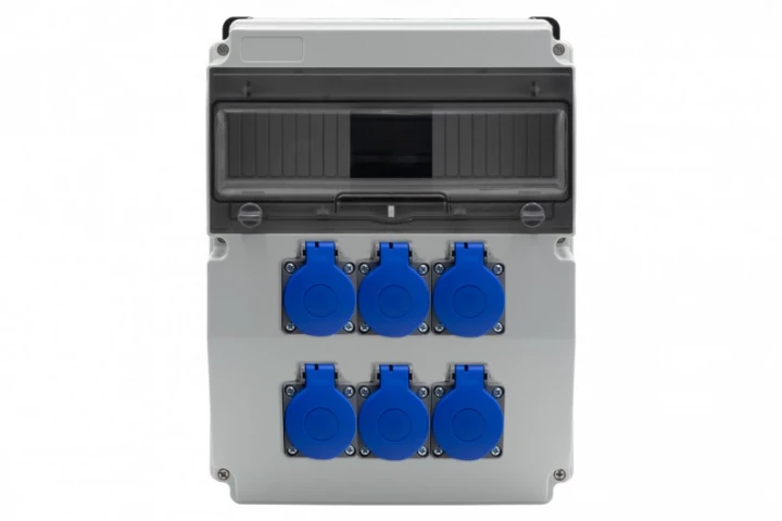 Rozdzielnica CAJA 12M BICOLOR - gniazda 6x230V /12 modułów/ IP44