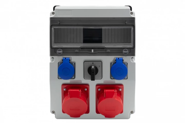 Rozdzielnica CAJA 12M BICOLOR - gniazda 2x16A 5p, 2x230V, 0/1(32A) /12 modułów/ IP44