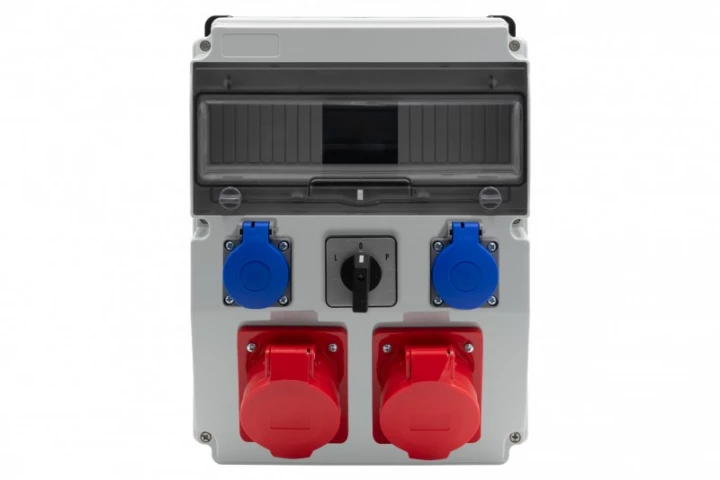 Rozdzielnica CAJA 12M BICOLOR - gniazda 2x32A 5p, 2x230V, L/P(32A) /12 modułów/ IP44