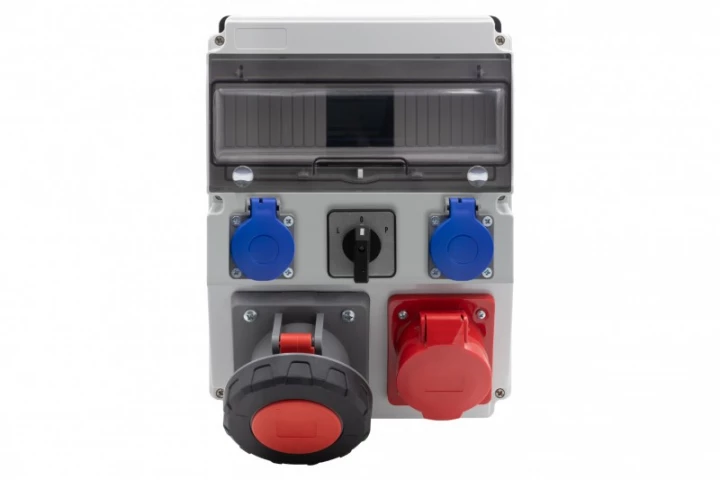 Rozdzielnica CAJA 12M BICOLOR - gniazda 16A 5p, 63A 5p, 2x230V, L/P(63A) /12 modułów/ IP44