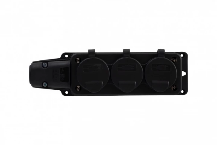 Listwa gumowa 3x230V 16A IP54 SCHUKO czarna