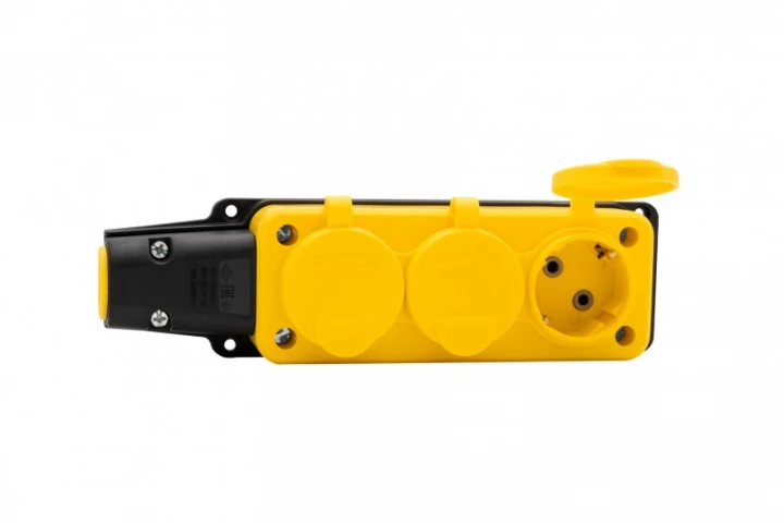 Listwa gumowa 3x230V 16A IP54 SCHUKO żółta