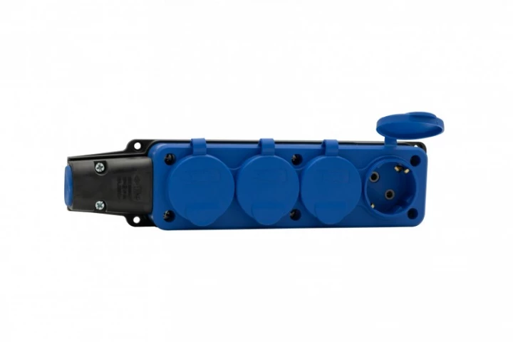 Listwa gumowa 4x230V 16A IP54 SCHUKO niebieska