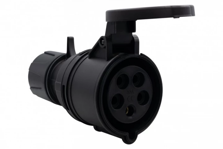 Gniazdo siłowe przenośne 32A 5p 380V-415V /FE/ IP44  czarne