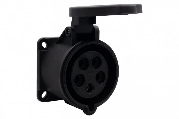 Gniazdo tablicowe proste 32A 5p 380V-415V /FE/ IP44  czarne