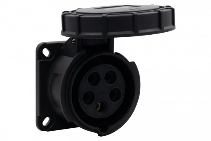 Gniazdo siłowe tablicowe proste 16A 5p 380V-415V /FE/ IP67 czarne