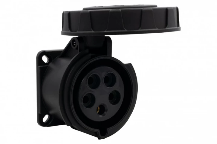 Gniazdo siłowe tablicowe proste 32A 5p 380V-415V /FE/ IP67 czarne