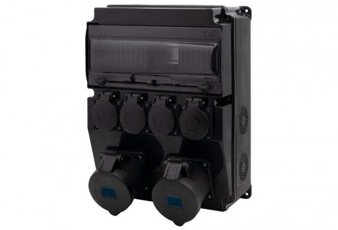 Rozdzielnica CAJA 12M SCENIC - gniazda proste 16A 3p, 32A 3p, 4x230V /12 modułów/ IP44