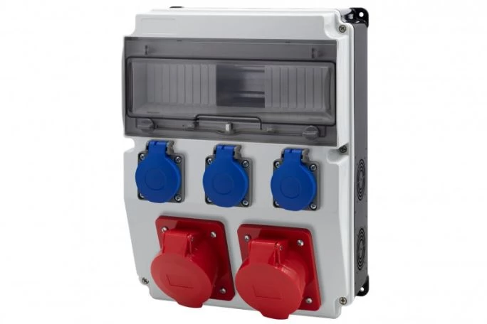 Rozdzielnica CAJA 12M BICOLOR - gniazda 16A 5p, 32A 5p, 3x230V /12 modułów/ IP44