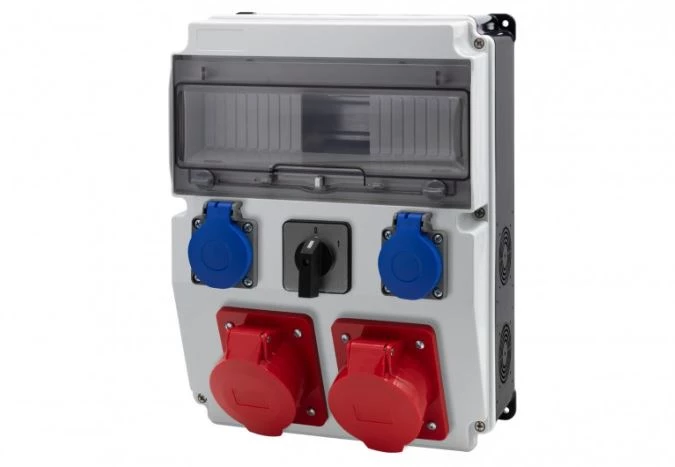 Rozdzielnica CAJA 12M BICOLOR - gniazda 2x16A 5p, 2x230V, 0/1(32A) /12 modułów/ IP44