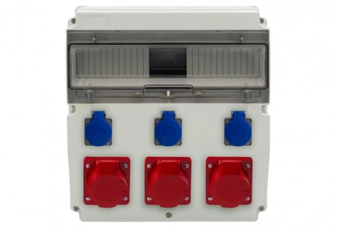 Rozdzielnica CAJA 15M - gniazda 16A 5p, 2x32A 5p, 3x230V /15 modułów/ IP44