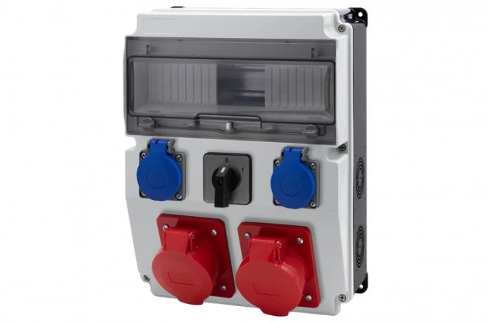 Rozdzielnica CAJA 12M BICOLOR - gniazda 2x32A 5p, 2x230V, 0/1(32A) /12 modułów/ IP44