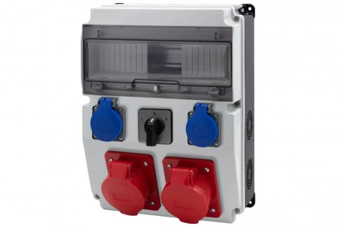 Rozdzielnica CAJA 12M BICOLOR - gniazda 16A 5p, 32A 5p, 2x230V, L/P(32A) /12 modułów/ IP44