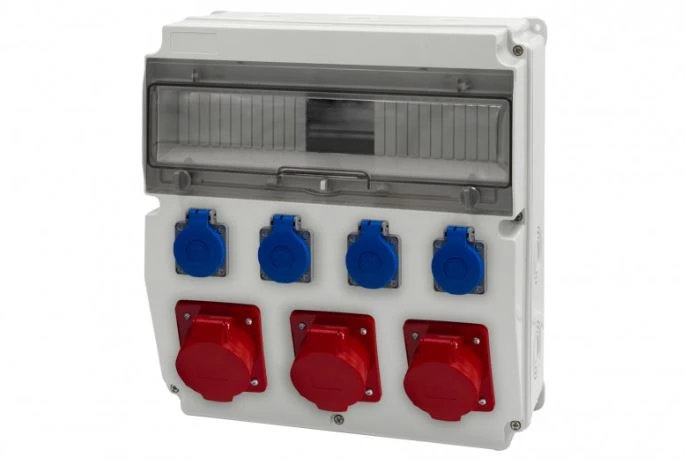 Rozdzielnica CAJA 15M - gniazda 16A 5p, 2x32A 5p, 4x230V /15 modułów/ IP44