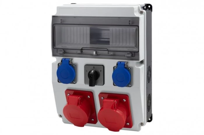 Rozdzielnica CAJA 12M BICOLOR - gniazda 2x32A 5p, 2x230V, L/P(32A) /12 modułów/ IP44