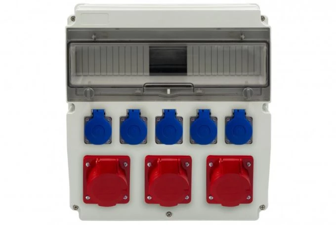Rozdzielnica CAJA 15M - gniazda 2x16A 5p, 32A 5p, 5x230V /15 modułów/ IP44
