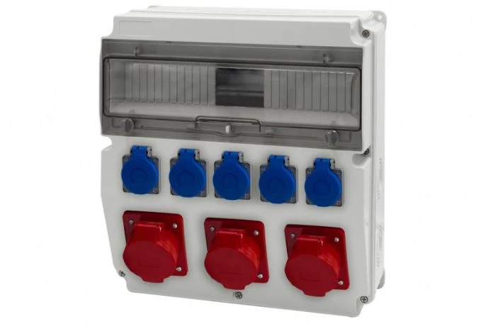 Rozdzielnica CAJA 15M - gniazda 2x16A 5p, 32A 5p, 5x230V /15 modułów/ IP44