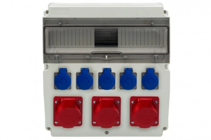 Rozdzielnica CAJA 15M - gniazda 16A 5p, 2x32A 5p, 5x230V /15 modułów/ IP44
