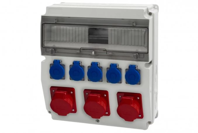 Rozdzielnica CAJA 15M - gniazda 16A 5p, 2x32A 5p, 5x230V /15 modułów/ IP44