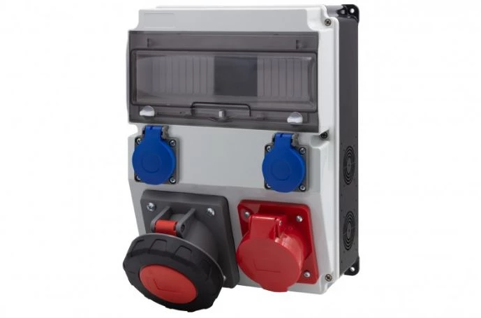 Rozdzielnica CAJA 12M BICOLOR - gniazda 32A 5p, 63A 5p, 2x230V /12 modułów/ IP44