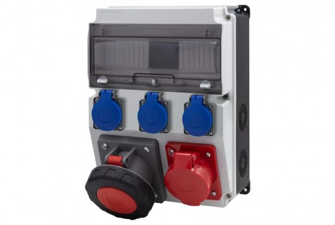 Rozdzielnica CAJA 12M BICOLOR - gniazda 16A 5p, 63A 5p, 3x230V /12 modułów/ IP44