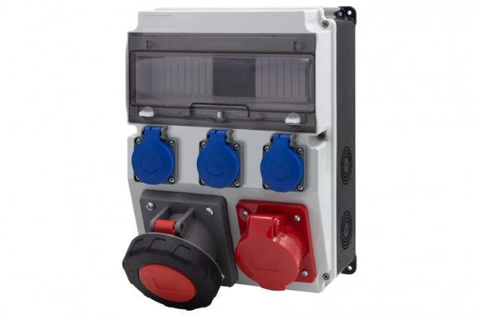 Rozdzielnica CAJA 12M BICOLOR - gniazda 32A 5p, 63A 5p, 3x230V /12 modułów/ IP44