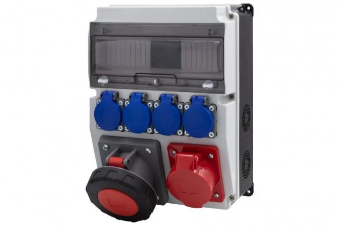 Rozdzielnica CAJA 12M BICOLOR - gniazda 16A 5p, 63A 5p, 4x230V /12 modułów/ IP44
