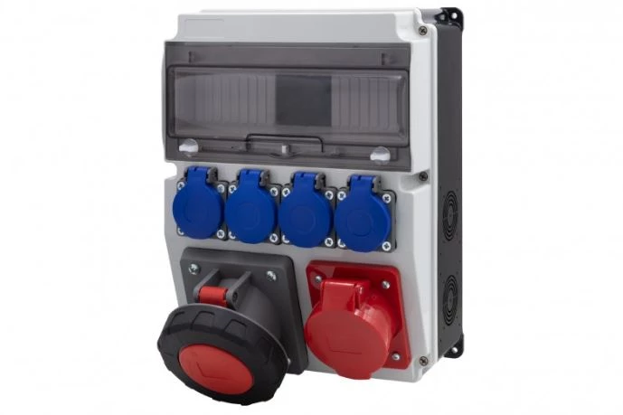 Rozdzielnica CAJA 12M BICOLOR - gniazda 32A 5p, 63A 5p, 4x230V /12 modułów/ IP44